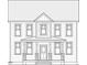 Detailed architectural plan showcasing the front elevation of the charming two-story home at 116 Legolas Ct, Middlesex, NC 27557