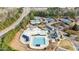 Aerial view showcasing community pool, tennis courts, clubhouse and other amenities at 12217 Beestone Ln, Raleigh, NC 27614