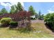 A sloped yard with a garden bed featuring various colorful plants and mulch at 628 Denhoff Dr, Cary, NC 27519