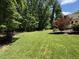 Expansive backyard with lush green lawn, mature trees, and plenty of space for outdoor activities at 90021 Hoey, Chapel Hill, NC 27517