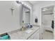 Bathroom with granite countertops, large mirror, and access to a shower/tub combo at 101 Oyster Bay Ct # B2, Cary, NC 27513