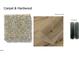 Samples of Scenic HT 43 hardwood flooring, carpet, and fireplace trim at 1017 Azalea Garden Cir, Raleigh, NC 27603