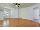 Spacious bedroom with wood floors, ceiling fan, natural light and multiple closets at 108 Ellsworth Pl, Chapel Hill, NC 27516