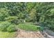 Serene backyard oasis with landscaped greenery and a peaceful sitting area at 10909 Raven Rock Dr, Raleigh, NC 27614