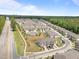 Wide aerial shot of a townhome community with lush greenery and organized street layouts at 1136 Longitude Dr, Durham, NC 27713
