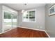 Bright dining area has a sliding glass door to the outdoors and a view of the yard at 149 Cinder Cross Way, Garner, NC 27529