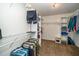 Walk-in closet with metal shelving and storage including space for luggage at 149 Cinder Cross Way, Garner, NC 27529