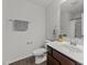 Stylish bathroom with a modern vanity, framed mirror and tile flooring at 19 Willow Green Dr, Clayton, NC 27527