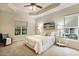 Inviting bedroom with trey ceilings, plush carpeting, and abundant natural light at 2030 Prairie Ridge Ct, Fuquay Varina, NC 27526