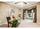 Bright office featuring a bay window with custom window treatments and designer paint at 2030 Prairie Ridge Ct, Fuquay Varina, NC 27526