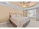 Inviting main bedroom featuring a cozy bed, ceiling fan, and natural light at 2503 Saint Pauls Sq, Raleigh, NC 27614