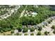Aerial view of a neighborhood with a community pool, tennis courts, and tree-lined streets at 303 Middleham Dr, Rolesville, NC 27571
