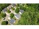 Aerial view of homes with mature trees providing shade and privacy, offering a serene setting at 303 Middleham Dr, Rolesville, NC 27571