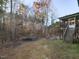 Spacious backyard, showing a raised porch and firepit at 333 Bald Head Island Dr, Garner, NC 27529
