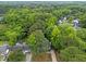 Scenic aerial view showcasing a neighborhood with lush green trees, homes, and landscapes at 3608 Meadow Creek Ln, Raleigh, NC 27616