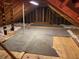 Spacious attic area with insulation, wooden beams and flooring at 3608 Meadow Creek Ln, Raleigh, NC 27616