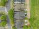 An aerial view of the neighborhood, highlighting the property's location and surrounding greenery at 404 S Camellia St, Chapel Hill, NC 27516