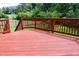 Inviting wooden deck offers a great outdoor space for relaxation and entertaining with backyard view at 5016 Trembath Ln, Cary, NC 27519