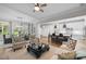 Bright and airy living room open to kitchen and dining area, featuring stylish furnishings at 6648 Mafolie Ct, Raleigh, NC 27613