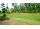 View of the lush green backyard and natural landscape from the back patio at 1009 Morrison Dr, Durham, NC 27703