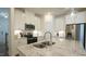 Up close view of a kitchen island with stainless steel appliances and granite countertops at 1009 Morrison Dr, Durham, NC 27703
