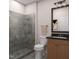 Modern bathroom featuring a tiled shower and wood vanity at 1038 Zelkova Ln, Chapel Hill, NC 27517