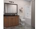Bathroom featuring modern vanity, framed mirror, and shower-tub combination at 1038 Zelkova Ln, Chapel Hill, NC 27517