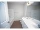 Clean bathroom featuring a shower/tub combo and a bright white vanity at 109 Ambergate Ct, Rocky Mount, NC 27804