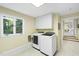 Bright laundry room with white cabinets and washer/dryer near window at 13 Crosswinds Estates Dr, Pittsboro, NC 27312
