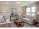 Inviting living room featuring neutral-toned furniture, a wooden coffee table, and natural light from the windows at 1412 Main St, Lillington, NC 27546