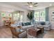 Spacious living room with comfortable seating, neutral tones, wood flooring, and a seamless transition to the dining area at 1412 Main St, Lillington, NC 27546