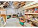 Unfinished basement with exposed ductwork and wood frame walls for storage at 1927 Napoli Dr, Apex, NC 27502