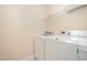 Bright laundry room with shelving and modern, front-loading washing machine and dryer at 219 Rosedale Creek Dr, Durham, NC 27703