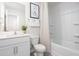 Clean bathroom with shower and tub combination and a single sink vanity at 232 Moyer Dr, Graham, NC 27253