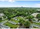 An aerial view showcases charming townhomes nestled among lush greenery in a well-maintained community at 2331 Bernard St, Raleigh, NC 27608