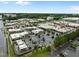 Aerial view of a bustling commercial district with a variety of businesses, ample parking, and tree-lined streets at 2331 Bernard St, Raleigh, NC 27608