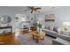 Open living space with stylish decor, hardwood floors, a ceiling fan, and comfortable seating at 2331 Bernard St, Raleigh, NC 27608
