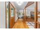 Inviting foyer with hardwood floors and decorative glass door at 237 Jason Way, Youngsville, NC 27596