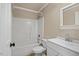 Bathroom featuring a shower-tub, vanity, and modern fixtures at 244 Mantle Dr, Clayton, NC 27527