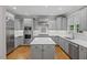 Kitchen with stainless steel appliances, gray cabinets, and center island at 244 Mantle Dr, Clayton, NC 27527