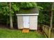 Exterior view of the outdoor storage shed in backyard, providing additional storage space at 244 Mantle Dr, Clayton, NC 27527