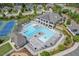 Aerial view of community pool, tennis court, and other amenities at 2633 Beckwith Rd, Apex, NC 27523