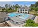 Aerial view of the community pool and outdoor seating area, perfect for relaxation at 2633 Beckwith Rd, Apex, NC 27523