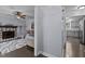 Open living room featuring gray walls and hardwood floors connecting to the kitchen at 2705 Kempsford Pl, Raleigh, NC 27604
