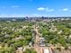 A high angle shot of residential neighborhood with mature trees and skyline view at 304 S Tarboro St, Raleigh, NC 27610