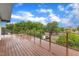Expansive wooden deck with cable railing offering beautiful neighborhood views and blue skies above at 304 S Tarboro St, Raleigh, NC 27610
