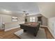 Spacious game room with a pool table, recessed lighting, and neutral decor at 436 Edgepine Dr, Holly Springs, NC 27540