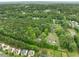 An aerial view of a neighborhood with tree-lined streets and well-maintained homes in a serene setting at 5020 Mimosa Dr, Durham, NC 27713