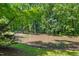 Overlooking a large pond nestled among dense trees, offering a peaceful and private setting at 5308 Stableview Ct, Holly Springs, NC 27540
