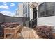 Cozy side yard with a small garden, wooden planters, and a walkway to the entrance at 610 Velma Hopkins Ln, Raleigh, NC 27603
